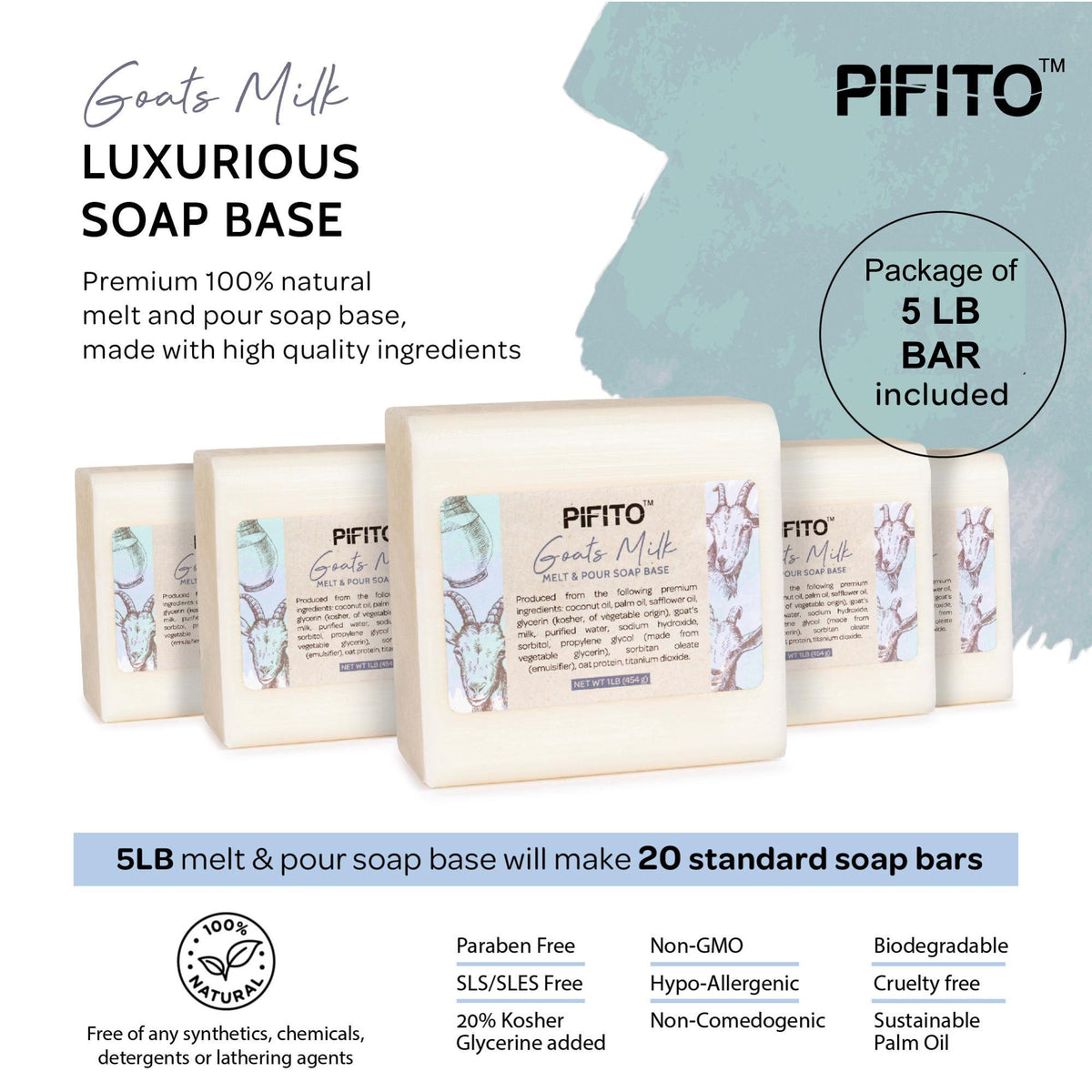Pifito Premium Goats Milk Melt and Pour Soap Base Making Supplies
