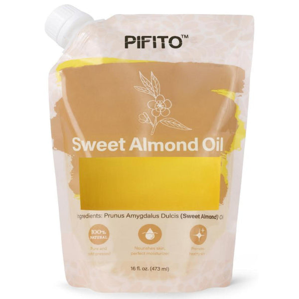 Pifito Sweet Almond Oil (16 oz) for Soap Making - Premium 100% Pure and Natural Carrier Oil for Essential Oils, Skin Care, Hair and Body Oil