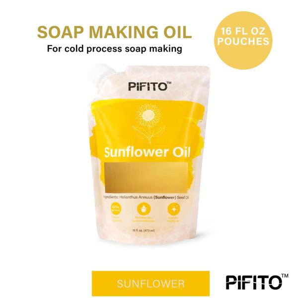 Pifito Sunflower Oil (16 oz) for Soap Making - Premium 100% Pure and Natural Carrier Oil for Essential Oils, Skin Care, Hair and Body Oil