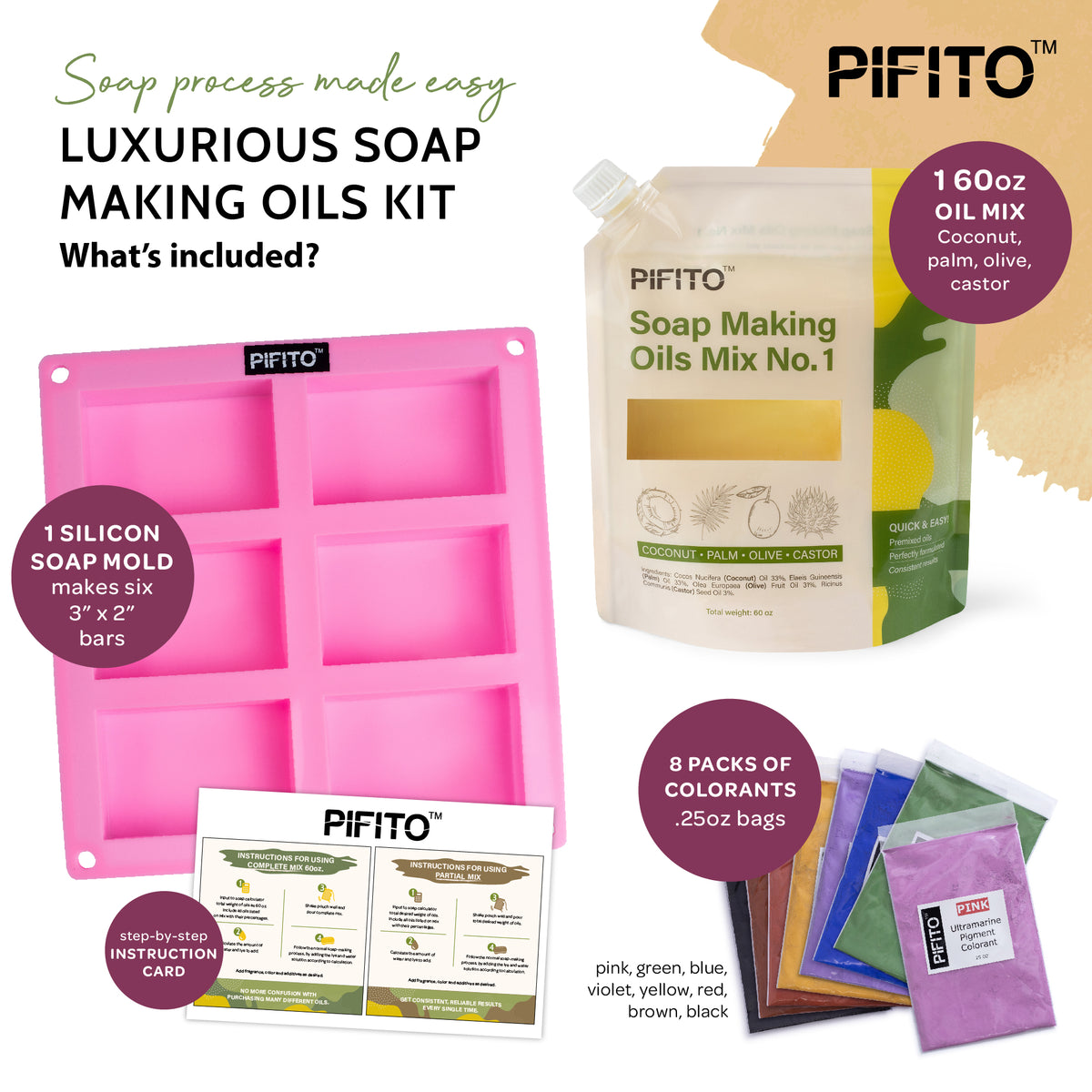 Pifito Soap Making Oils Mix No. 1 │ 60 Oz Quick Mix Blend of Pre-Measu