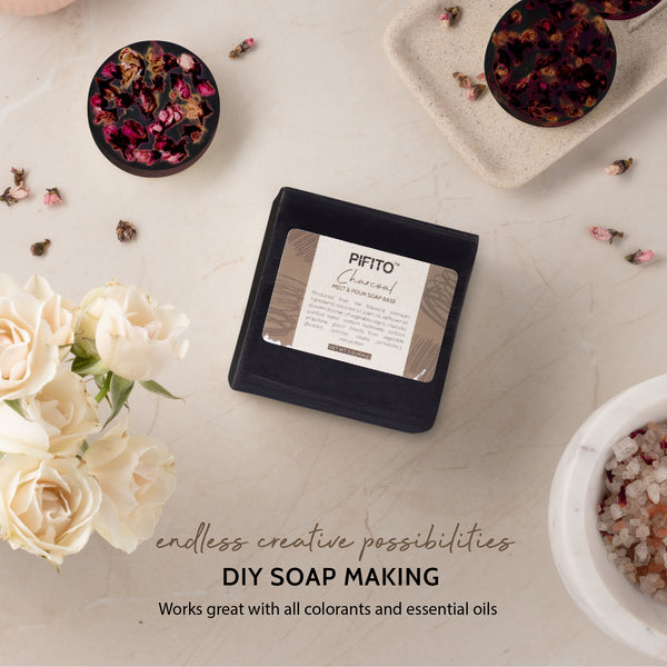 Pifito Charcoal Melt and Pour Soap Base - Premium 100% Natural