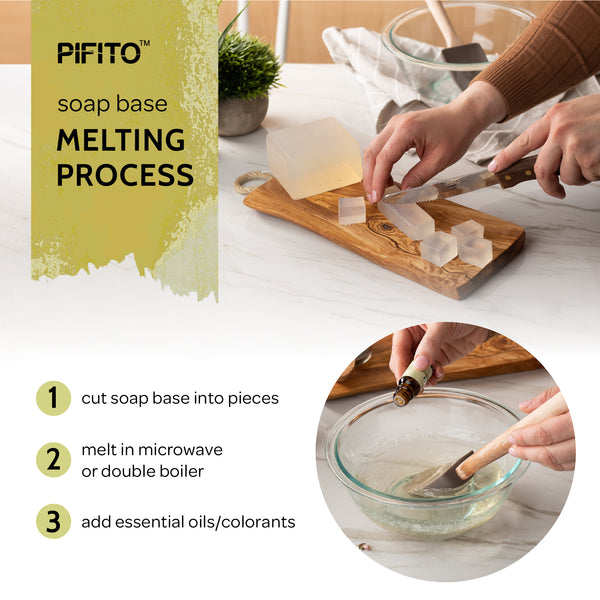 Pifito Melt and Pour Soap Base Sampler (7 lbs) - Argan Oil, Avocado Oil, Castor Oil, Charcoal, Tea Tree Oil, Goats Milk, Aloe Vera (1lb ea)