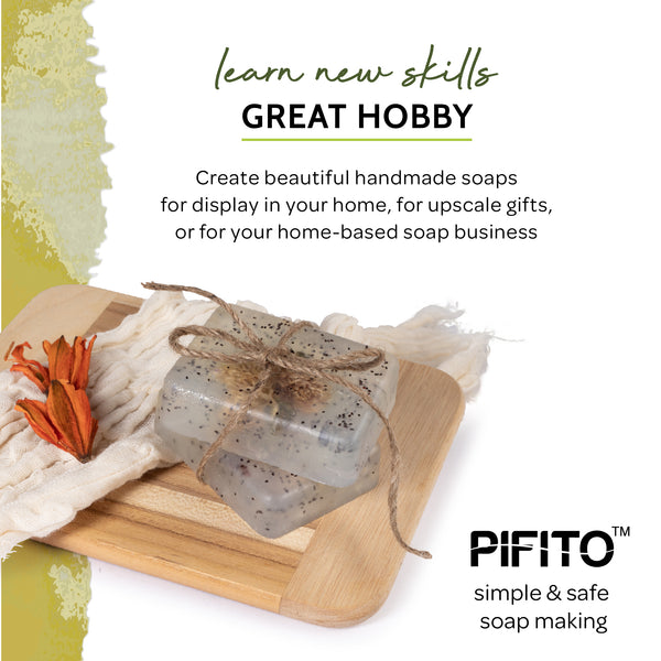 Pifito Melt and Pour Soap Base Sampler (7 lbs) - Argan Oil, Avocado Oil, Castor Oil, Charcoal, Tea Tree Oil, Goats Milk, Aloe Vera (1lb ea)