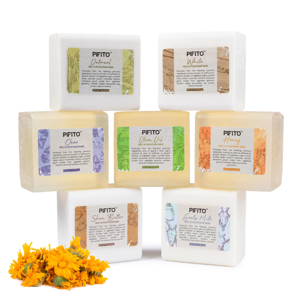 Pifito Oatmeal Melt and Pour Soap Base Premium 100% Natural