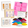 Pifito DIY Soap Making Kit │ 3 lbs Melt and Pour Soap Base (Goats Milk, Shea Butter, Clear), 10-Pack Mica "Original" Colorants Sampler, Mold and Instructions