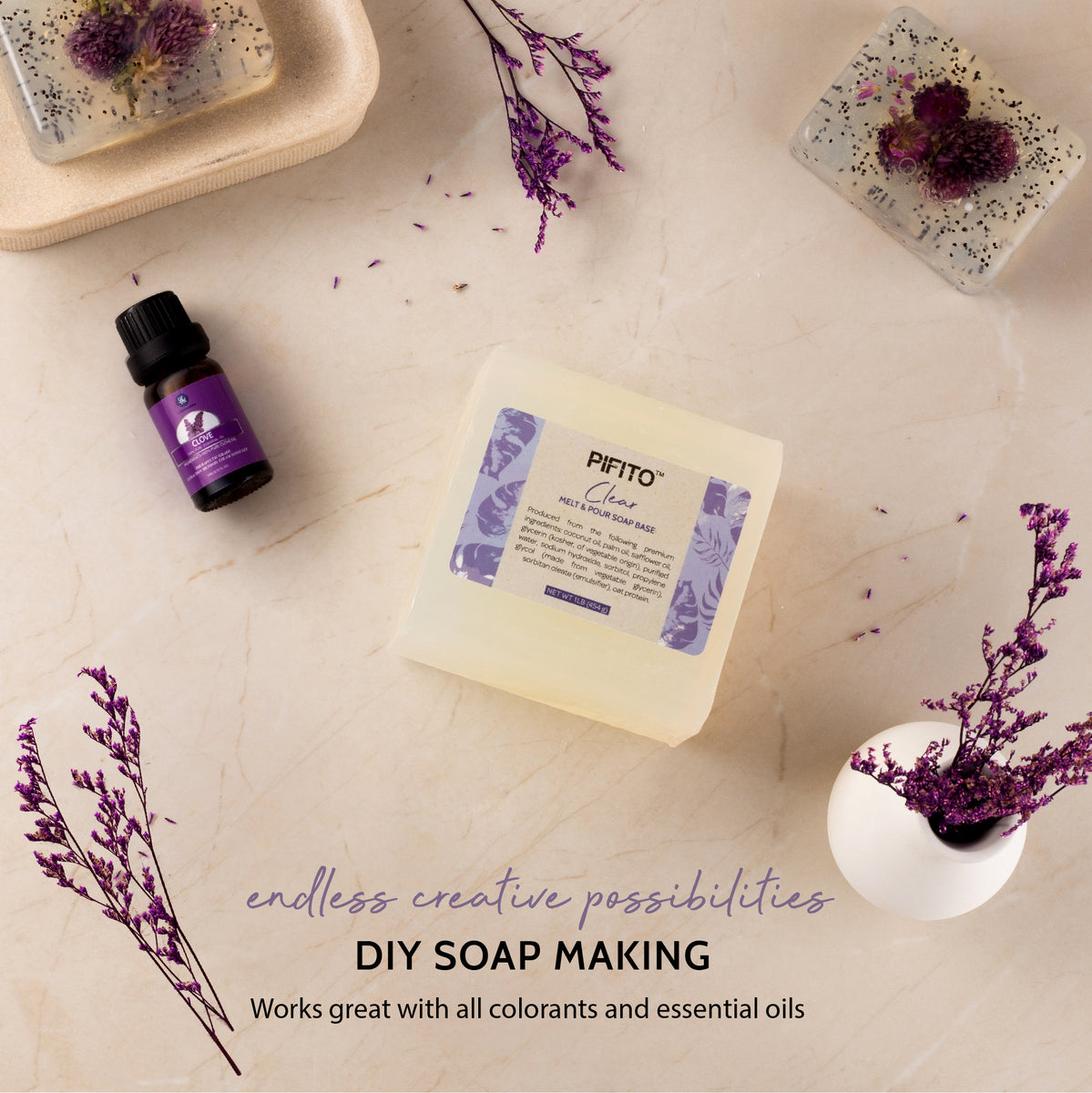 Pifito Clear Melt and Pour Soap Base (5 lb) │ Bulk Premium 100% Natural  Glycerin Soap Base │ Luxurious Soap Making Supplies 