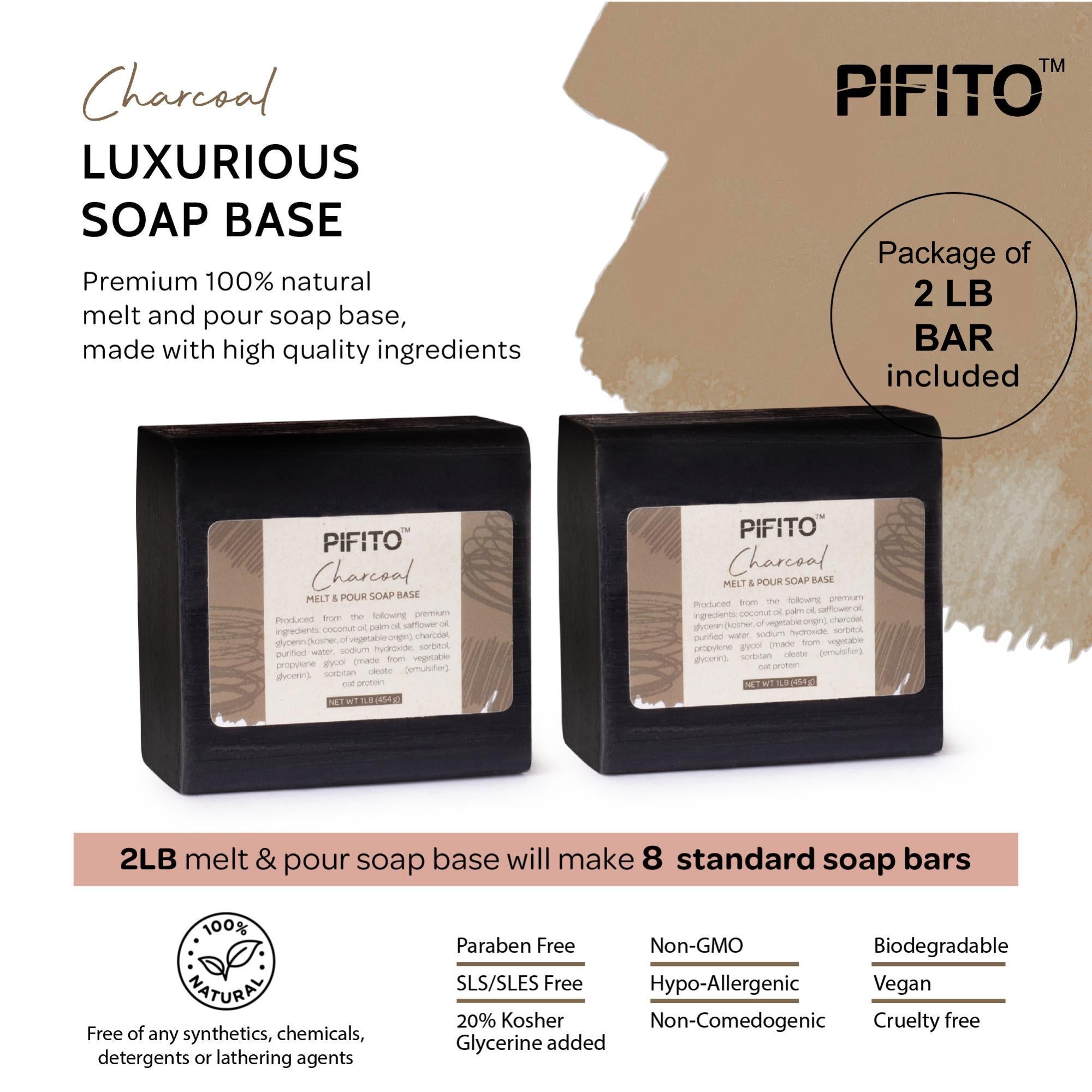 Pifito Charcoal Melt and Pour Soap Base Premium 100 Natural