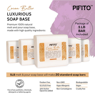 Pifito Cocoa Butter Melt and Pour Soap Base - Premium 100% Natural