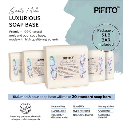 Pifito Goats Milk Melt and Pour Soap Base - Premium 100% Natural