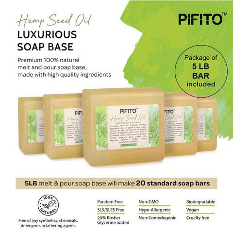 Pifito Hemp Seed Oil Melt and Pour Soap Base - Premium 100% Natural