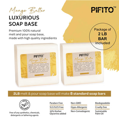 Pifito Mango Butter Melt and Pour Soap Base - Premium 100% Natural