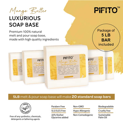 Pifito Mango Butter Melt and Pour Soap Base - Premium 100% Natural