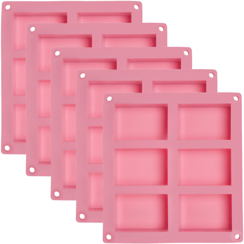 Pifito Soap Mold - 6 Cavities Pink Silicone Mold for Soap Making