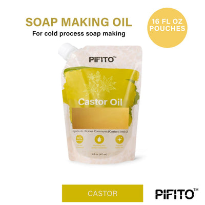 Pifito Castor Oil (16 oz) for Soap Making - Premium 100% Pure and Natural Carrier Oil for Essential Oils, Skin Care, Hair and Body Oil