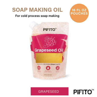 Pifito Grapeseed Oil (16 oz) for Soap Making - Premium 100% Pure and Natural Carrier Oil for Essential Oils, Skin Care, Hair and Body Oil