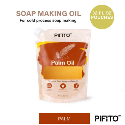 Pifito Palm Oil (32 oz) for Soap Making - Premium 100% Pure and Natural Carrier Oil for Essential Oils, Skin Care, Hair and Body Oil