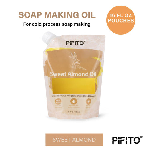 Pifito Sweet Almond Oil (16 oz) for Soap Making - Premium 100% Pure and Natural Carrier Oil for Essential Oils, Skin Care, Hair and Body Oil