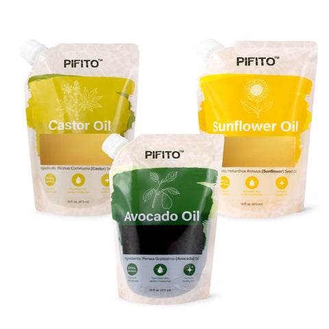 Pifito Soap Making Oils Sampler - Castor Oil, Avocado Oil, Sunflower Oil (16 oz each) - Premium 100% Pure and Natural Carrier Oil for Essential Oils, Skin Care, Hair and Body Oil