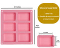 Pifito Soap Mold - 6 Cavities Pink Silicone Mold for Soap Making