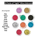 Pifito Mica Colorant Powder 'Light' Sampler - For Soap Making Supplies, Bath Bombs (.25 oz ea)
