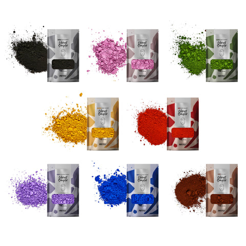 Pifito Oxide Pigment Colorants Sampler for Soap Making (.25 oz ea) - Red, Blue, Yellow, Pink, Green, Brown, Black, Violet