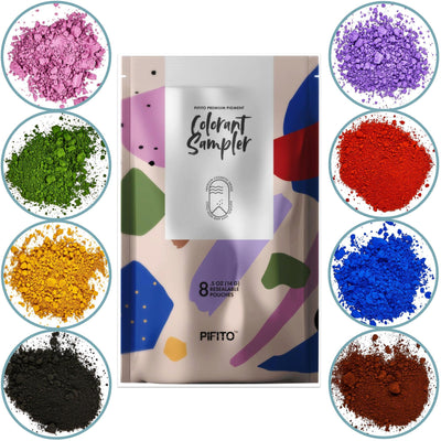 Pifito Oxide Pigment Colorants Sampler for Soap Making (.25 oz ea) - Red, Blue, Yellow, Pink, Green, Brown, Black, Violet