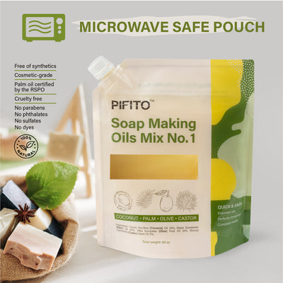 Pifito Soap Making Oils Mix No. 1 │ 60 Oz Quick Mix Blend of Pre-Measured Oils for Cold Process Soap Making