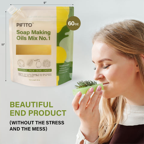 Pifito Soap Making Oils Mix No. 1 │ 60 Oz Quick Mix Blend of Pre-Measured Oils for Cold Process Soap Making