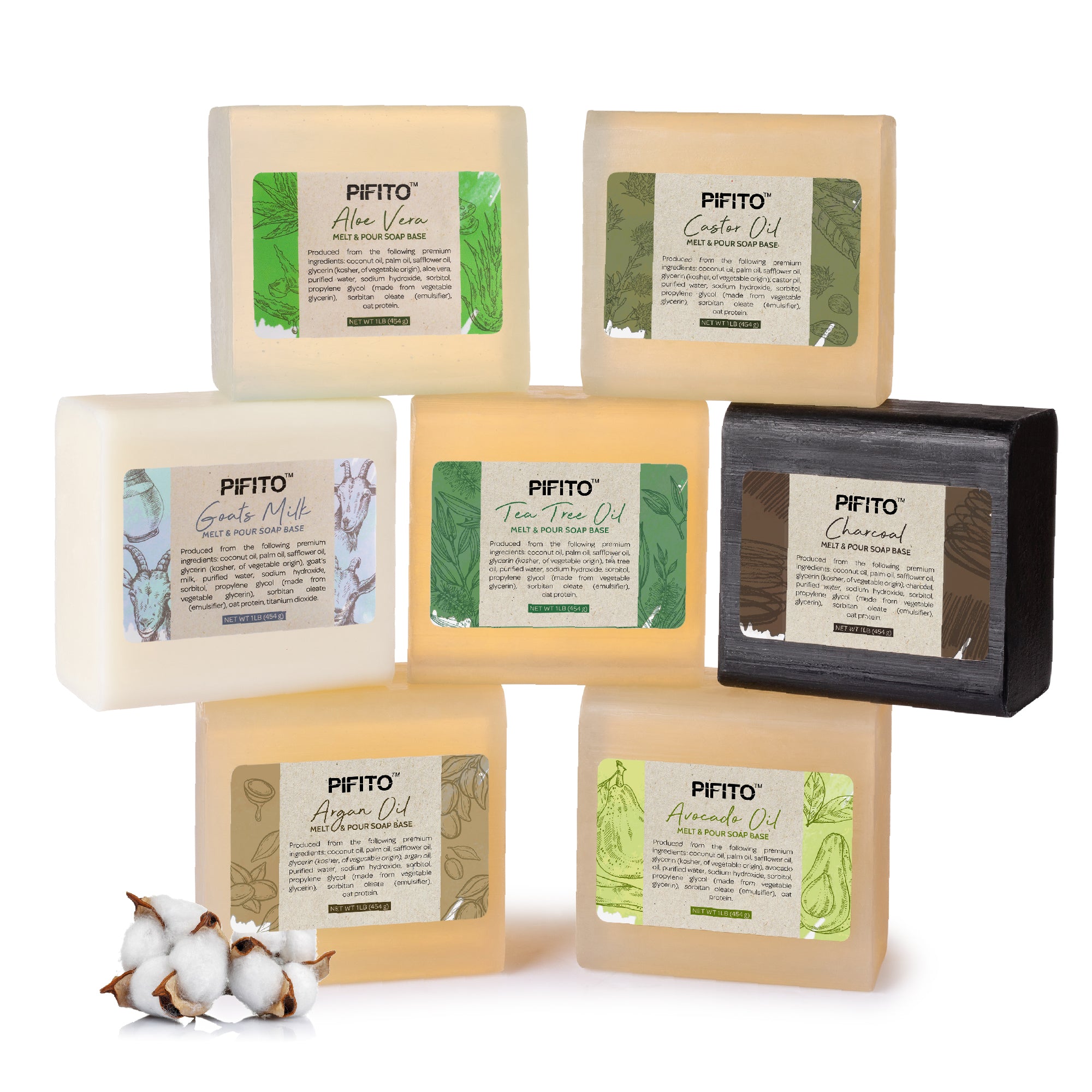 Pifito DIY Soap Making Kit │ 3 lbs Melt and Pour Soap Base (Goats Milk