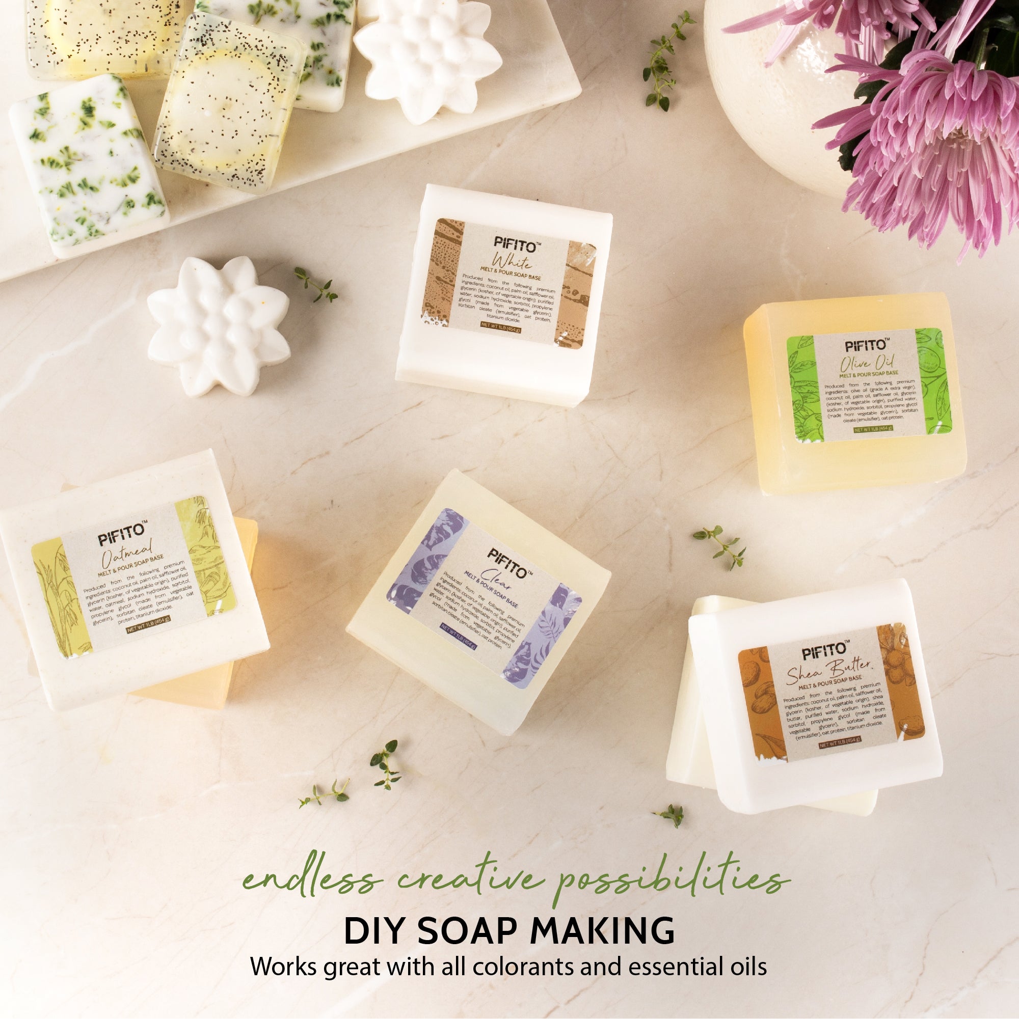 Pifito Premium Melt and Pour Soap Base Sampler Soap Making Supplies