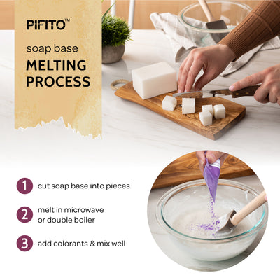 Pifito DIY Soap Making Kit │ 3 lbs Melt and Pour Soap Base (Shea Butter, Goats Milk, Oatmeal), 8-Pack Oxide Pigment Colorants Sampler, Mold and Instructions